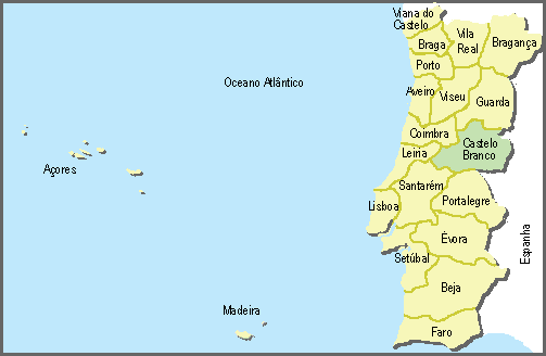 Localização do distrito de Castelo Branco