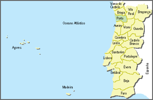 Localização do distrito do Porto