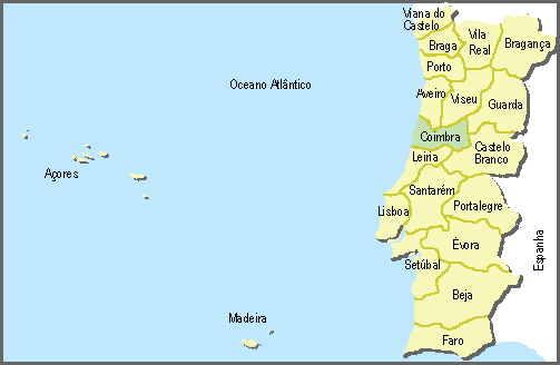 Localização do distrito de Coimbra