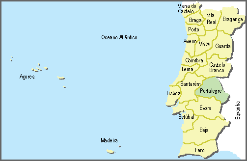 Localização do distrito de Portalegre